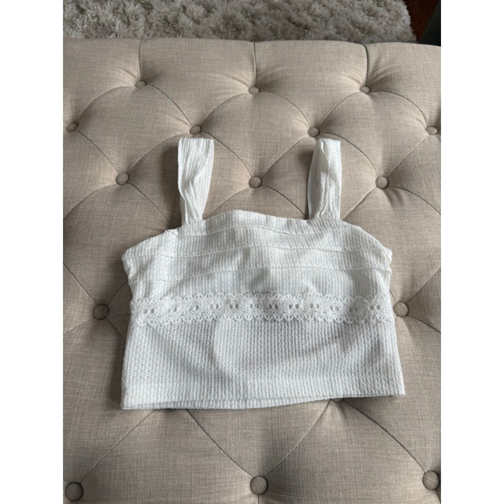 Women's White Textured Crop Top M